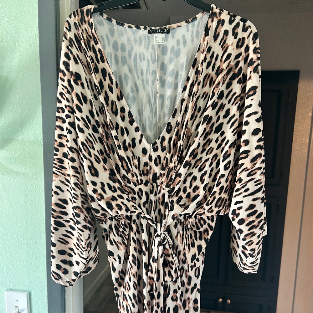 VENUS Leopard Print Kimono Sleeve Dress Size L